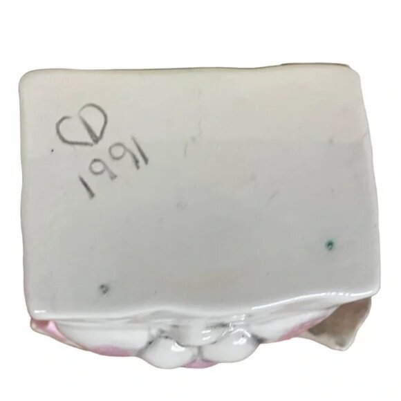 Vtg 1991 Goody Bag handmade ceramic Bunny with 3D face fun vase planter gift EUC - Picture 10 of 10